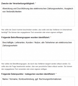 Verarbeitungstätigkeit Elektronischer Zahlungsverkehr DSGVO Tool Zwecke und Betroffene